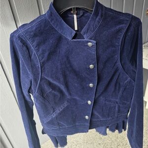Free People Navy Velvet Blazer